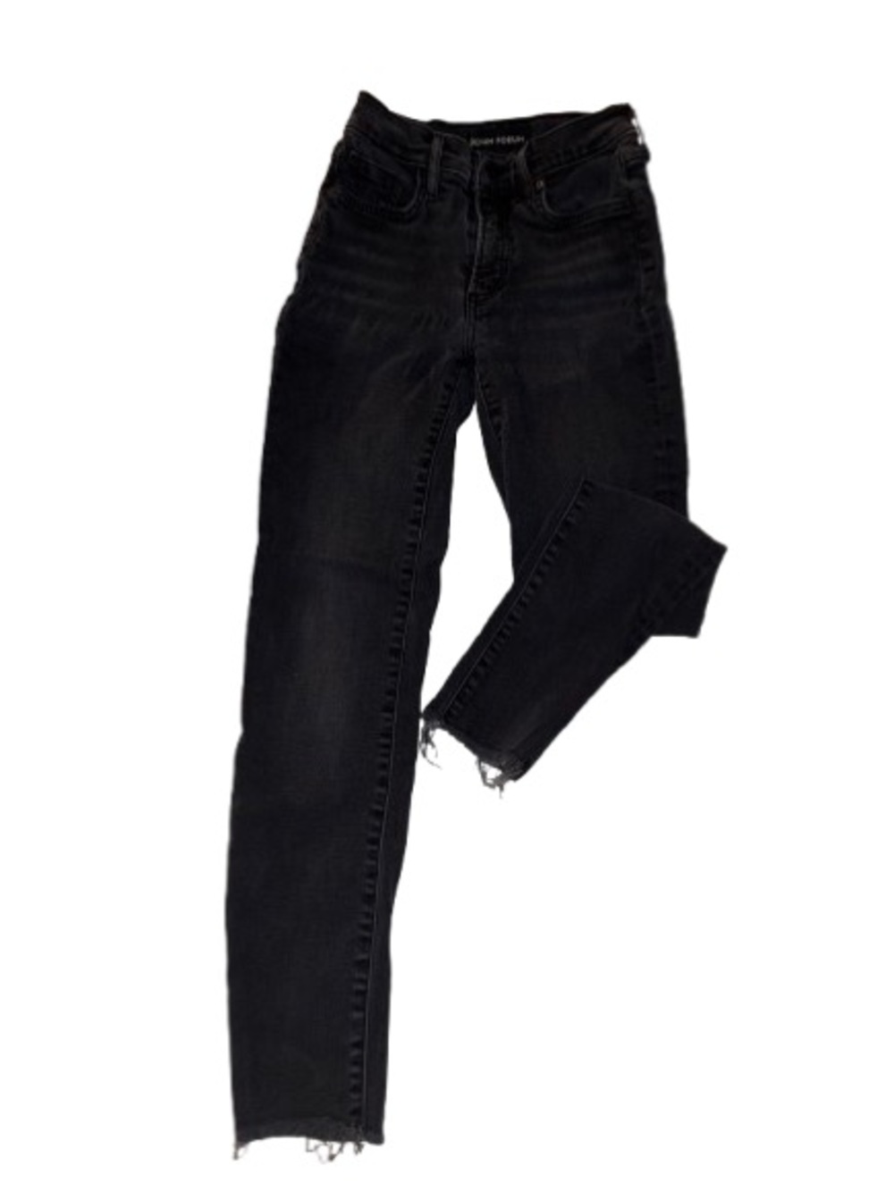 Denim Forum The Nico Faded Black Skinny Jeans with Raw Hems